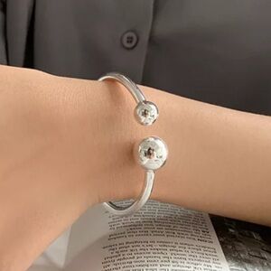 NEW Silver Plated Ball End Cuff Bracelet